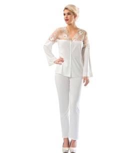Sistina 1564 penye çeyizlik pijama takım (Ekru)