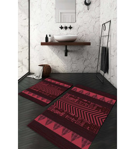 Dijital Baskılı Kaymaz Taban Yıkanabilir 2'li Klozet Takımı Banyo Paspası NDKZ-HT-1141 (Bordo)