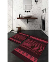 Dijital Baskılı Kaymaz Taban Yıkanabilir 2'li Klozet Takımı Banyo Paspası NDKZ-HT-1141 (Bordo)