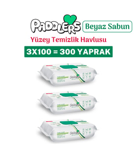 Paddlers Easy Clean Beyaz Sabun Katkılı Yüzey Temizlik Havlusu 300 Yaprak (3x100)