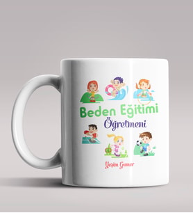 Kişiye Özel Beden Eğitimi Öğretmeni Tasarımlı Beyaz Renk Kupa 2