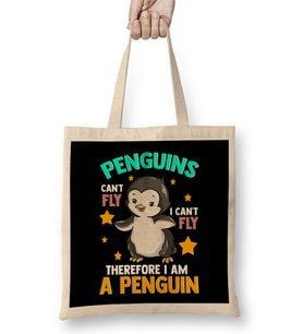 Cute Penguins Can't Fly I Can't Fly I Am A Penguin Bez Çanta Uzun Saplı