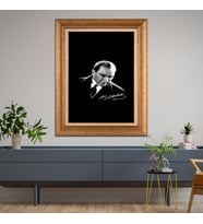 Altın Varaklı Çerçeveli Paspartulu Atatürk Tablo TR0924 (Gold)