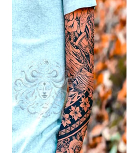 GZQB-049 YARI KALICI ŞERİT VE GÜL DESEN KOL DÖVMESİ-TATTO