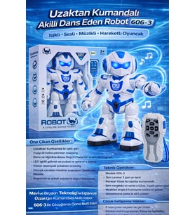 Uzaktan Kumandalı Akıllı Dans Eden Robot Işıklı Sesli Müzikli Hareketli Robot (Mavi)