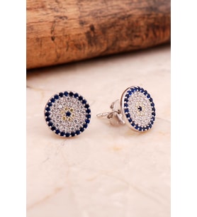 Rodyumlu Gümüş 11 Mm Göz Küpe 6861