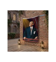 Atatürk ve Türk Bayrağı poster Bayrak Raşel Kumaş 100x150 cm ATA13