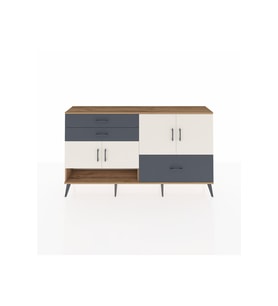Arges Konsol 3 Raflı 3 Çekmeceli 4 Kapaklı 176x30x99 Çam-Aytaşı/Antrasit