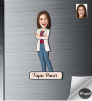 Kişiye Özel Doktor Kadın Ahşap Magnet -9