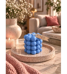Mumelia Bubble Küre - Doğal Soya Blok Dekoratif Mum - Mavi