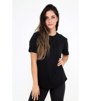 Rubadi Kadın Oversize Siyah T-Shirt. Bisiklet Yaka, Basic Model