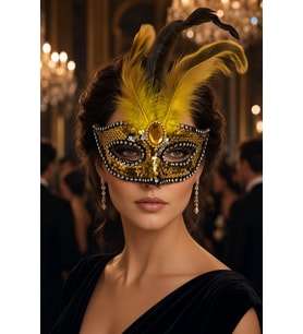 Gold Pullu Tüylü Maske Halloween Venedik Maskesi Cadılar Bayramı Kostüm Parti Yüz Göz Aksesuarı