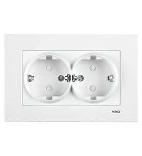 VİKO Meridian İkili Topraklı Priz Çocuk Korumalı Beyaz (Komple) 90970Y58 VİKO