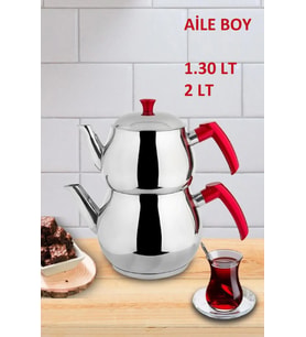 Kapris Küre Paslanmaz Çelik Kendinden Süzgeçli Aile Boy Çaydanlık