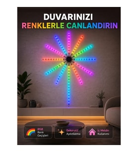 Mey İthalat® RGB LED Duvar Aydınlatması Telefon Kontrollü Dekoratif Ortam Işığı