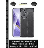 Huawei Pura70 Ultra Deri Hissiyatlı Dikiş Detaylı Firo Silikon Kılıf Hediyelik Eşya Telefon Kapağı