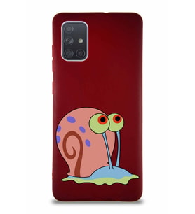 Samsung Galaxy A71 Soft Premier Kapak Salyangoz Gary Tasarımlı Silikon Kılıf - Mürdüm (Şeffaf)