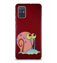 Samsung Galaxy A71 Soft Premier Kapak Salyangoz Gary Tasarımlı Silikon Kılıf - Mürdüm (Şeffaf)