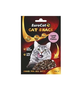 EuroCat Tahılsız Şekersiz Kurutulmuş Et Cat Lamb Cod Flakes Kedi Ödülü 50 Gr