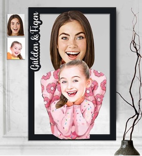 Kişiye Özel 3D  Ahşap Tablo Anne Kız 30x40 -2