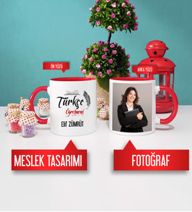 Türkçe Öğretmeni Kupa Bardak Kırmızı Fotoğraflı