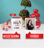 Türkçe Öğretmeni Kupa Bardak Kırmızı Fotoğraflı