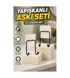 2’li Yapışkanlı Duvar Askısı Çok Amaçlı Pratik Askılık