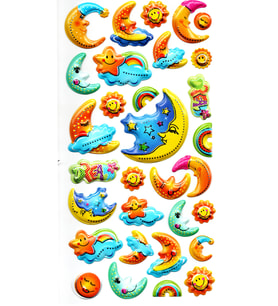 Sticker Kabartmalı Stiker Defter, Planlayıcı Etiket (limlra-001) - 17X9 cm - Sevimli Ay