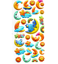 Sticker Kabartmalı Stiker Defter, Planlayıcı Etiket (limlra-001) - 17X9 cm - Sevimli Ay