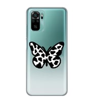 Xiaomi Redmi Note 10 / Note 10S Uyumlu Siyah Beyaz Kelebek Tasarımlı Şeffaf Telefon Kılıfı