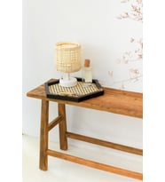 Rattan Hazeran Altıgen Tepsi, Siyah, Doğal ve Şık Tasarım