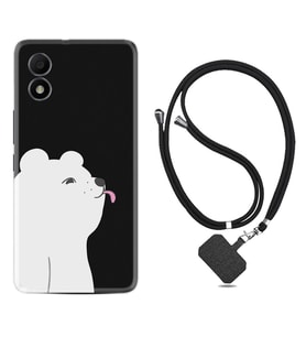 TCL 303 Kılıf Silikon Boyun Askılı İpli Desenli Silikon Panda Sevimli 1738