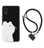 TCL 303 Kılıf Silikon Boyun Askılı İpli Desenli Silikon Panda Sevimli 1738