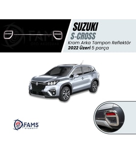 Suzuki S-cross 2022 Arka Tampon Reflektör Kromu 5 Parça Paslanmaz Çelik