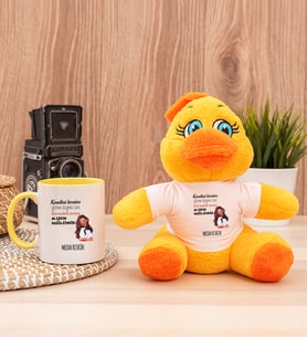 Kişiye Özel Alışıkın Değilsindir Tasarım Esprili Peluş Civciv ve Sarı Kupa