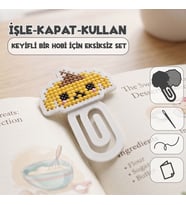 Etamina Bereli Sarı Köpek -Pompompurin- Kanaviçe Kitap Ayracı Kiti (İşleme Hobi Seti)