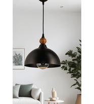 TEKLİ PİEDRA SIVAMA METAL SARKIT AVİZE SİYAH