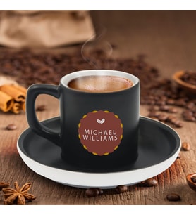 BK Gift Kişiye Özel Coffe Tasarımlı Siyah Renk Türk Kahvesi Fincanı-6, Arkadaşa Hediye, Sevgiliye Hediye, Yıl Dönümü Hediyesi