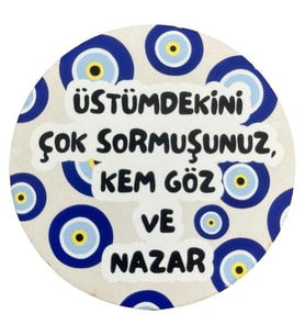 Kem Göz ve Nazar Baskılı Ahşap Bardak Altlığı