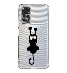 Xiaomi Redmi Note 11 Kamera  Korumalı  Antishock Kapak Çizgi Kedi Tasarımlı Şeffaf Kılıf