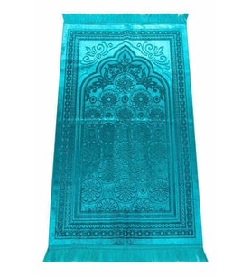 Çeyizlik Lüks Akrilik Polyester Simli Seccade - Turkuaz Renk