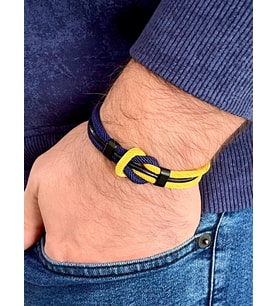 Çift Renkli El Yapımı Taraftar Bilekliği Makrome-%100 Deri Kombin Unisex Bileklik Net 21 cm