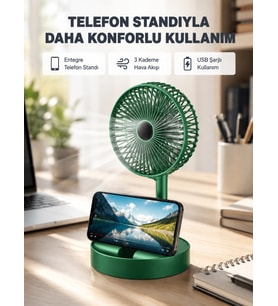 Taşınabilir Şarjlı Mini Fan – Katlanabilir Gövde, 3 Hız Kademesi