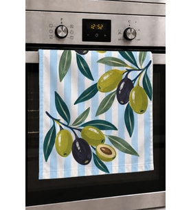 Valerine Life El Kurulama Havlusu 30x50cm Mutfak, Fırın için Pamuklu Emici Zeytin Hasadı