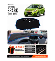 CHEVROLET SPARK (2009-2015) Uyumlu Torpido Örtüsü Torpido Kılıfı - Siyah Mavi