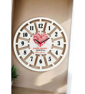 Sevgililer Günü Hediyesi Duvar Saati 40cm 002 (Beyaz)