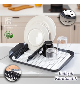 Porsima 1213 Çok Amaçlı Bulaşık Tepsisi Bulaşıklık Tezgah Üstü Kurutmalık Durulama Matı Bulaşık Sepeti