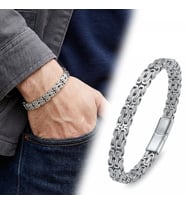 Moncuk Design Çiftli 4mm Kral Model Çelik Zincir Erkek Bileklik – Çelik Kilitli 33515B2D4