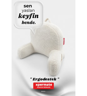 Kolçaklı TV Yastığı Okuma Yastığı Sırt Destek Yastığı Welsoft Fermuarlı Yastık (Beyaz)