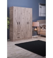 GUBİMO ABETE-4 KAPILI 2 ÇEKMECELİ GARDIROP(ELBİSE DOLABI-YÜKLÜK)-ATLANTİK ÇAM